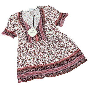 Knox Rose Women's Pink Floral Print Short Sleeve Blouse - Size XS - NWT